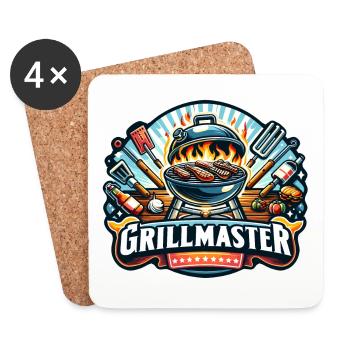 GrillMaster - Illustration de gril - Dessous de verre (lot de 4) - blanc - Devant
