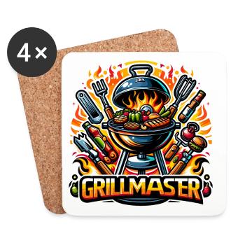 GrillMaster - Illustration de gril - Dessous de verre (lot de 4) - blanc - Devant