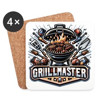 GrillMaster - Illustration de gril - Dessous de verre (lot de 4) - blanc - Devant