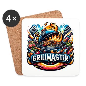 GrillMaster - Illustration de gril - Dessous de verre (lot de 4) - blanc - Devant