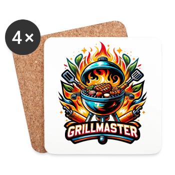GrillMaster - Illustration de gril - Dessous de verre (lot de 4) - blanc - Devant