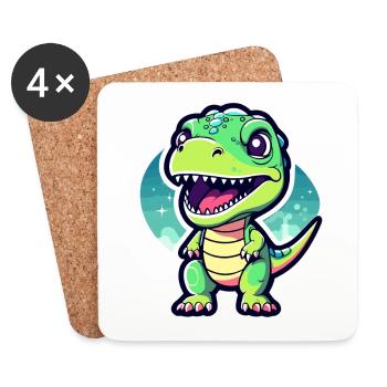 Dessin de dinosaure Tyrannosaurus Rex - Dessous de verre (lot de 4) - blanc - Devant