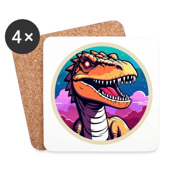 Tyrannosaurus Rex Dinosaurier Zeichnung - Untersetzer (4er-Set) - Weiß - Vorne