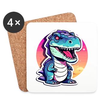 Tyrannosaurus Rex Dinosaurier Illustration - Untersetzer (4er-Set) - Weiß - Vorne