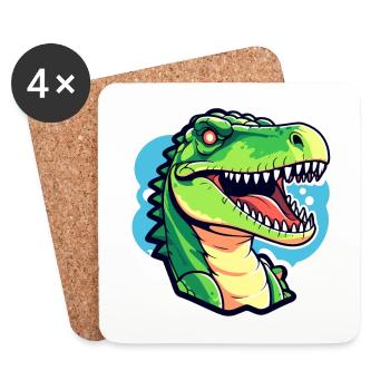 Tyrannosaurus Rex Dinosaurier Illustration - Untersetzer (4er-Set) - Weiß - Vorne