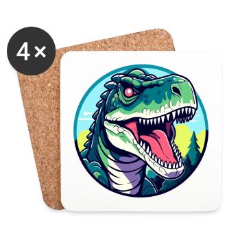 Tyrannosaurus Rex Dinosaure Illustration - Dessous de verre (lot de 4) - blanc - Devant