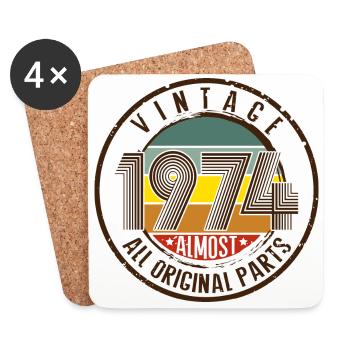 Vintage 1974 Retro Vintage 51st Birthday - Coasters (set of 4) - white - Front