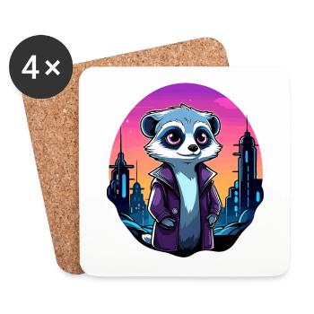 Meerkat Drawing - Coasters (set of 4) - white - Front