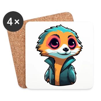 Meerkat Drawing - Coasters (set of 4) - white - Front