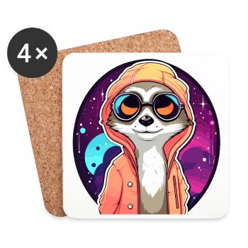 Meerkat Drawing - Coasters (set of 4) - white - Front