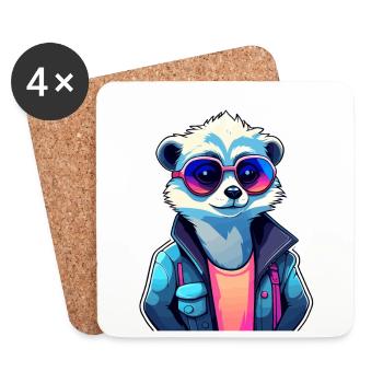 Meerkat Drawing - Coasters (set of 4) - white - Front