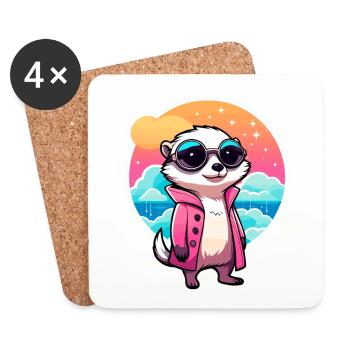 Meerkat Drawing - Coasters (set of 4) - white - Front