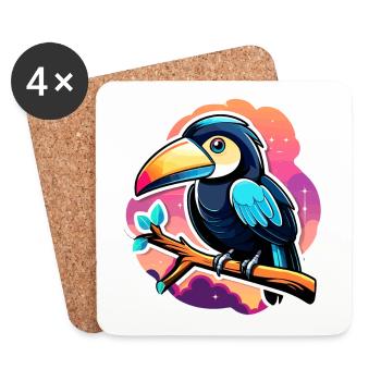Tukan Vogel Illustration - Untersetzer (4er-Set) - Weiß - Vorne