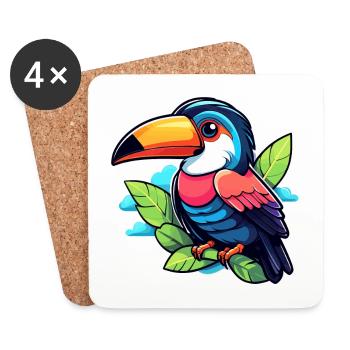 Tukan Vogel Illustration - Untersetzer (4er-Set) - Weiß - Vorne