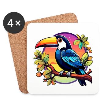Tukan Vogel Illustration - Untersetzer (4er-Set) - Weiß - Vorne