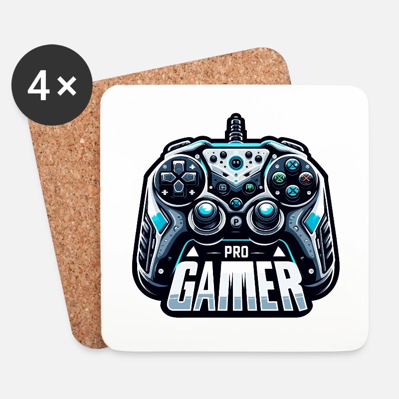 Pro Gamer - Controller Illustration - Untersetzer (4er-Set) - Weiß