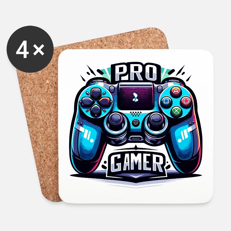 Pro Gamer - Controller Illustration - Untersetzer (4er-Set) - Weiß