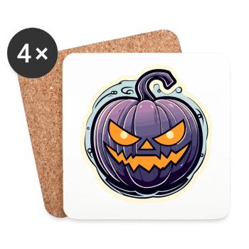 Dessin d’Halloween citrouille - Dessous de verre (lot de 4) - blanc - Devant