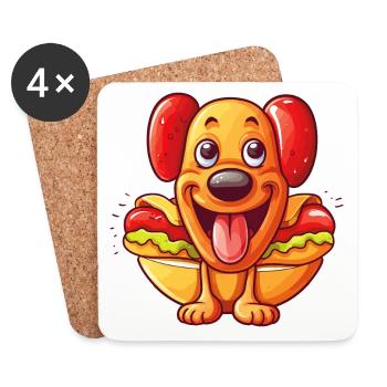 Hot Dog Hund Wurst Fast Food Lecker Lustig Humor - Untersetzer (4er-Set) - Weiß - Vorne
