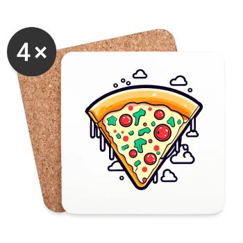 Pizza Slice Zeichnung - Untersetzer (4er-Set) - Weiß - Vorne