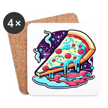 Pizza Slice Zeichnung - Untersetzer (4er-Set) - Weiß - Vorne