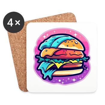 Burger Illustration - Untersetzer (4er-Set) - Weiß - Vorne