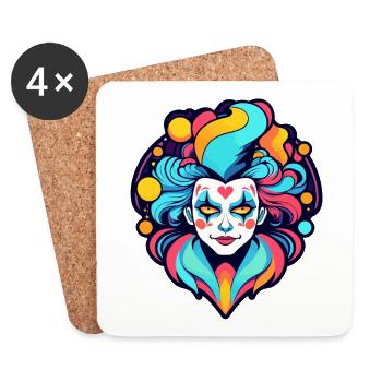 Dessin de clown - Dessous de verre (lot de 4) - blanc - Devant