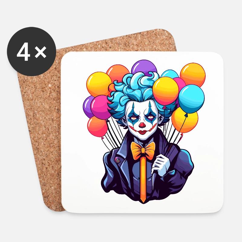 Clown Zeichnung - Untersetzer (4er-Set) - Weiß