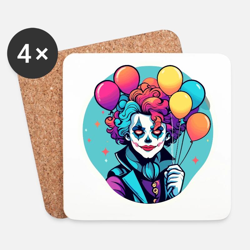 Clown Zeichnung - Untersetzer (4er-Set) - Weiß