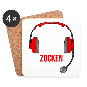 Gaming Zocken Gamer Zocker Spruch Headset - Untersetzer (4er-Set) - Weiß - Vorne