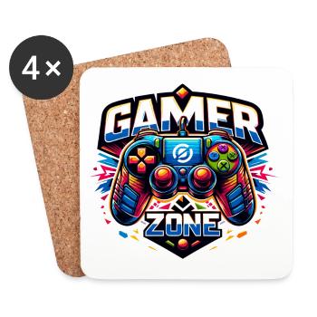 Gamer Zone - Illustration de la manette - Dessous de verre (lot de 4) - blanc - Devant