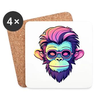 Affe Illustration - Untersetzer (4er-Set) - Weiß - Vorne
