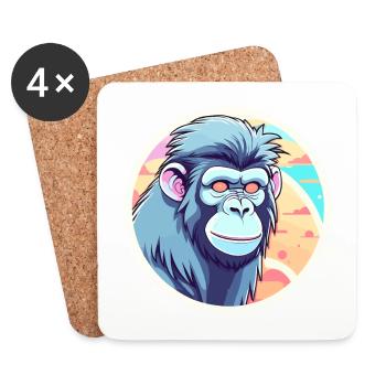 Affe Illustration - Untersetzer (4er-Set) - Weiß - Vorne