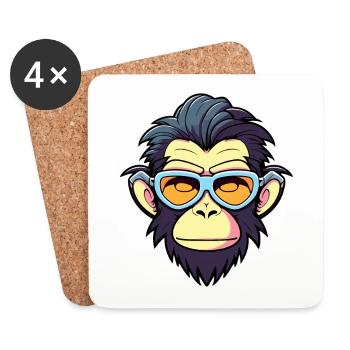 Affe Illustration - Untersetzer (4er-Set) - Weiß - Vorne