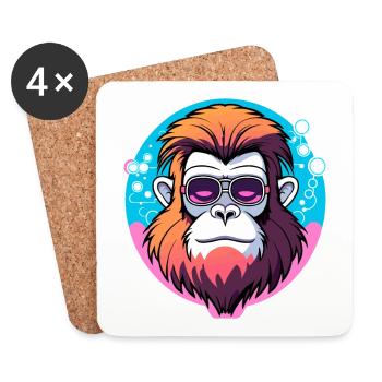 Affe Illustration - Untersetzer (4er-Set) - Weiß - Vorne