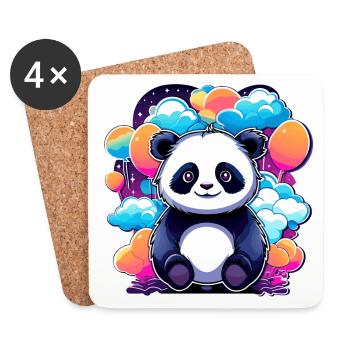 Dessin de panda - Dessous de verre (lot de 4) - blanc - Devant
