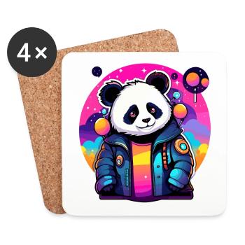 Dessin de panda - Dessous de verre (lot de 4) - blanc - Devant