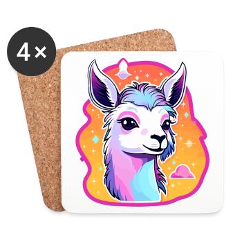 Llama Alpaca Illustration - Coasters (set of 4) - white - Front