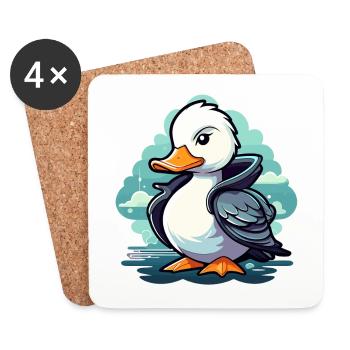 Ente Illustration - Untersetzer (4er-Set) - Weiß - Vorne