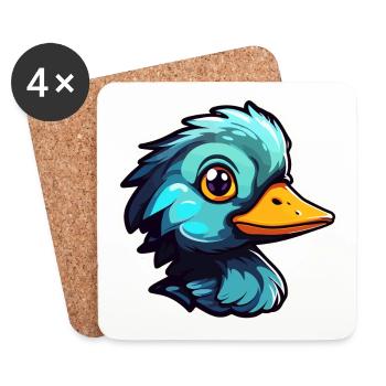 Ente Illustration - Untersetzer (4er-Set) - Weiß - Vorne