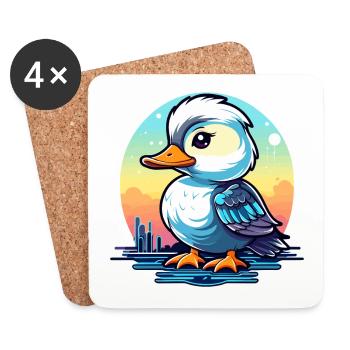 Ente Illustration - Untersetzer (4er-Set) - Weiß - Vorne