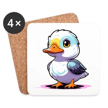 Ente Illustration - Untersetzer (4er-Set) - Weiß - Vorne