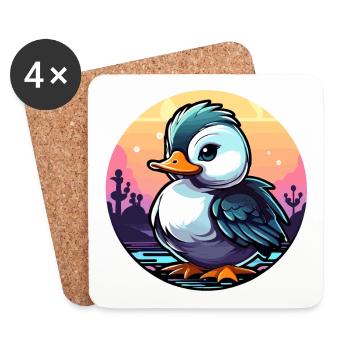 Ente Illustration - Untersetzer (4er-Set) - Weiß - Vorne