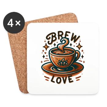 Brew Love - Coffee Cup Illustration - Coasters (set of 4) - white - Front