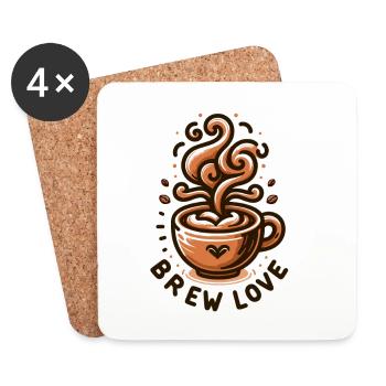 Brew Love - Coffee Cup Illustration - Coasters (set of 4) - white - Front