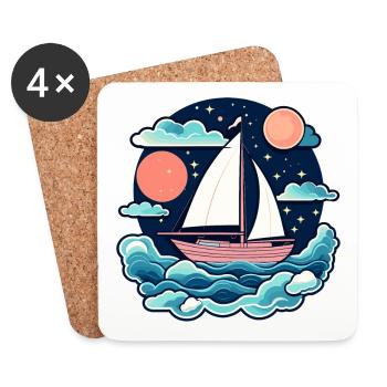 Sailboat Illustration - Coasters (set of 4) - white - Front