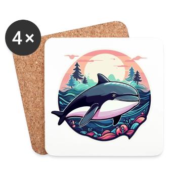 Wal Illustration - Untersetzer (4er-Set) - Weiß - Vorne