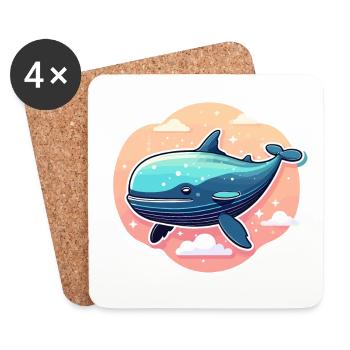Whale Illustration - Coasters (set of 4) - white - Front