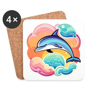 Delfin Illustration - Untersetzer (4er-Set) - Weiß - Vorne