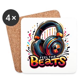 Feel the Beats - Headphones Illustration - Coasters (set of 4) - white - Front